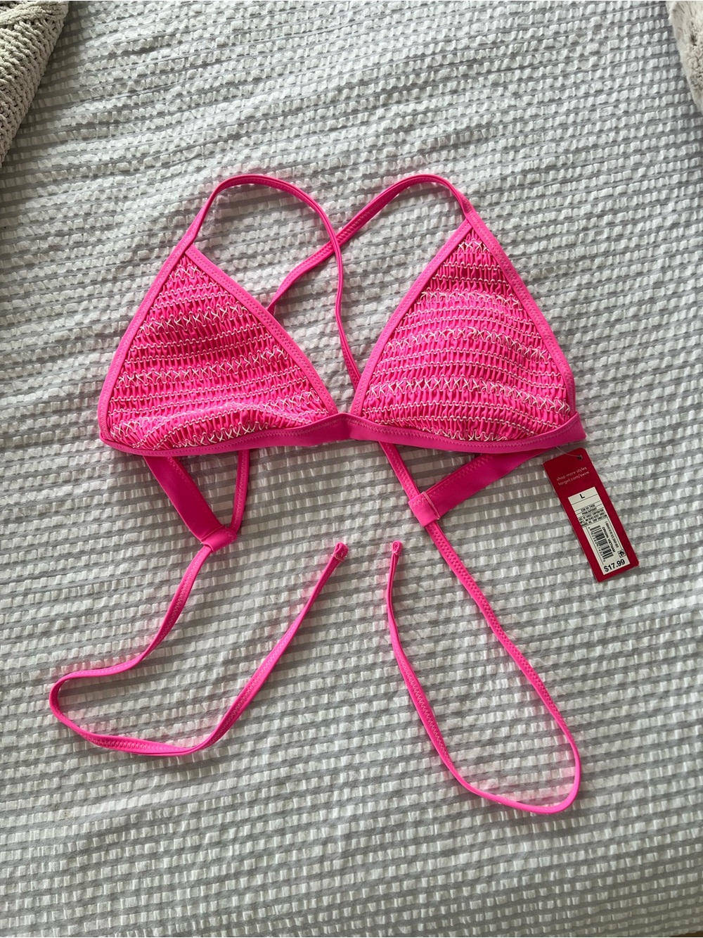 Xhilaration Neon Hot Pink Triangle Bikini Top NWT Large